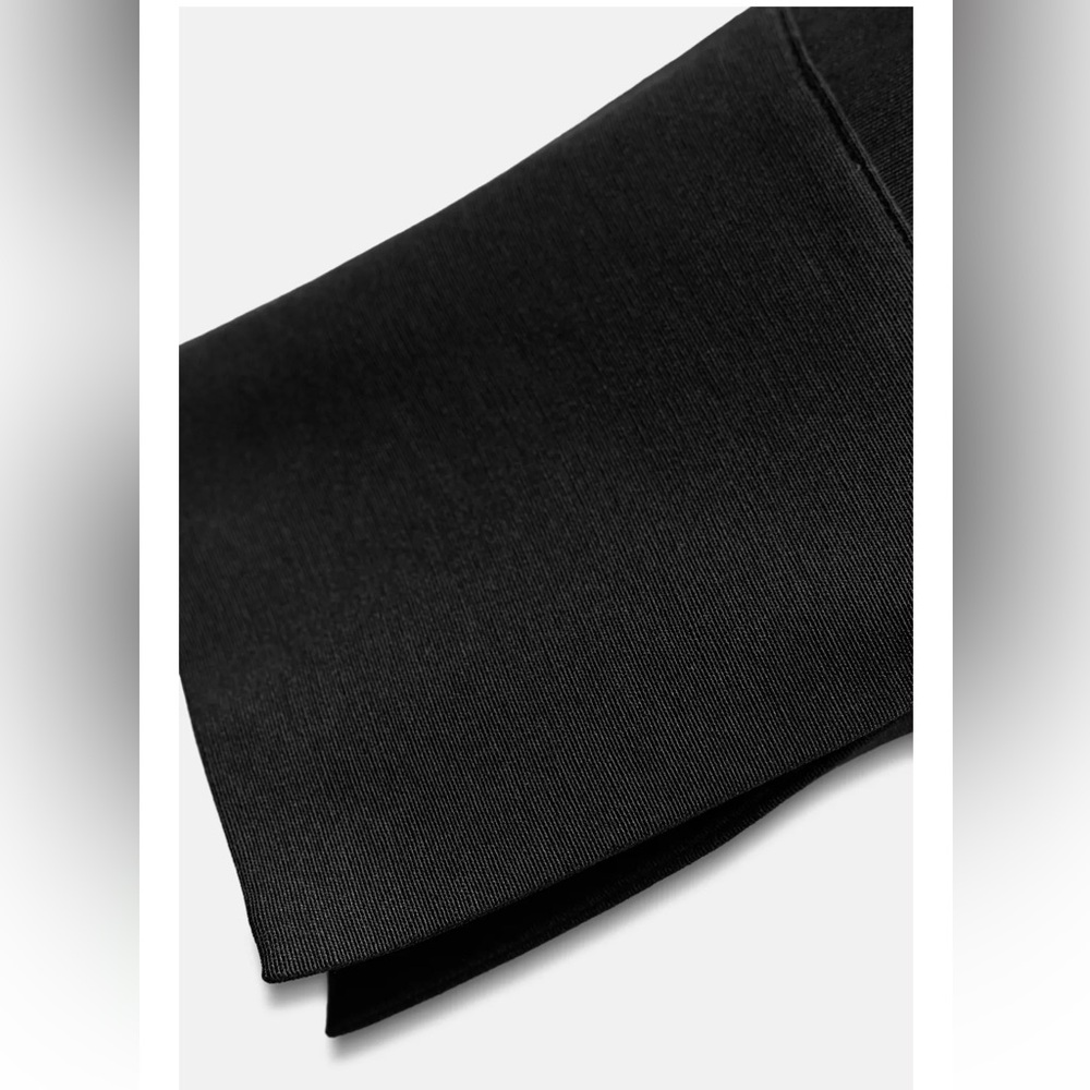 Zara Black Cut Out Midi Dress cotton blend one long sleeve Pleated knot ZW NWT - Picture 12 of 16